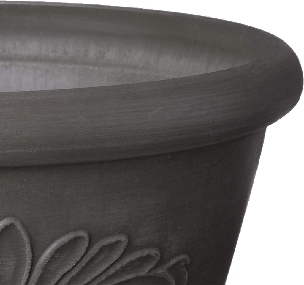 PSW Pot Collection TA30DC 12-inch Plastic/Stone/Wood Composite Bulb Pan Planter – No Drainage Hole (Drillable)