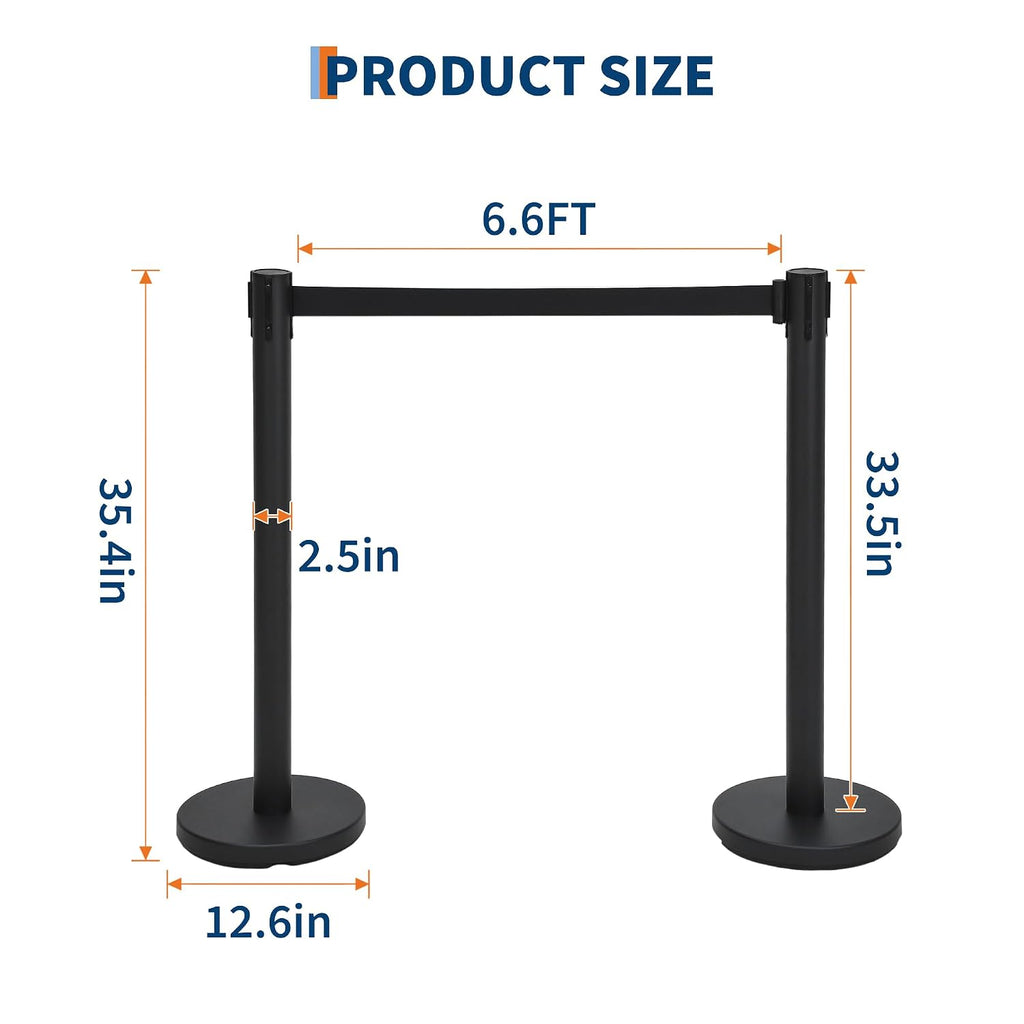 Crowd Control Stanchion Set, 2 Pack Black Stanchions