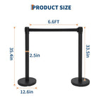 Crowd Control Stanchion Set, 2 Pack Black Stanchions