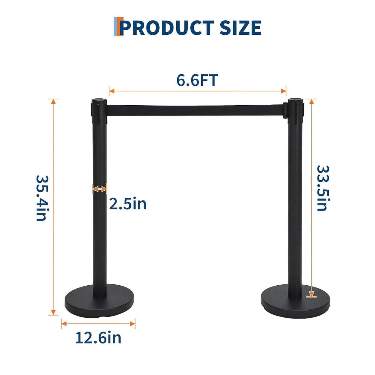 Crowd Control Stanchion Set, 2 Pack Black Stanchions