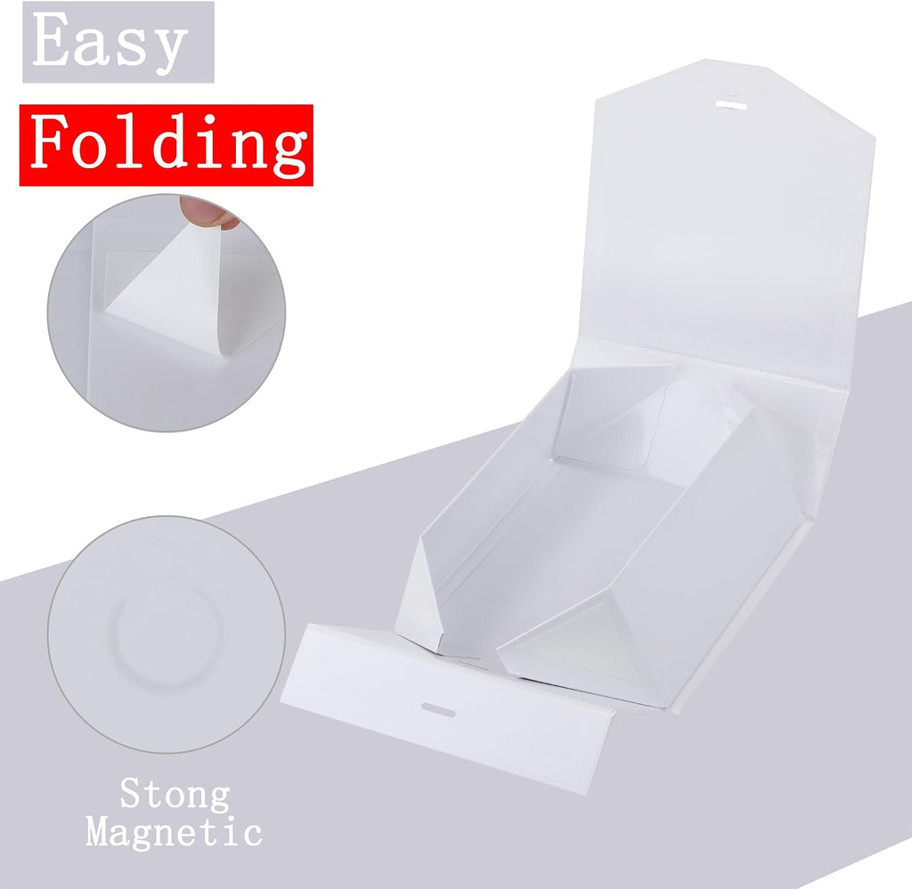 10-Pack Gift Boxes,10x7.3x3.5 Inch Magnetic Gift Boxes with Lids for Presents,White with Ribbon, Bridesmaid Proposal