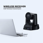 AI Wireless PTZ Camera System with Auto Tracking Built-in Receiver & Bluetooth Speakerphone, 5.8GHz 1080P 60fps