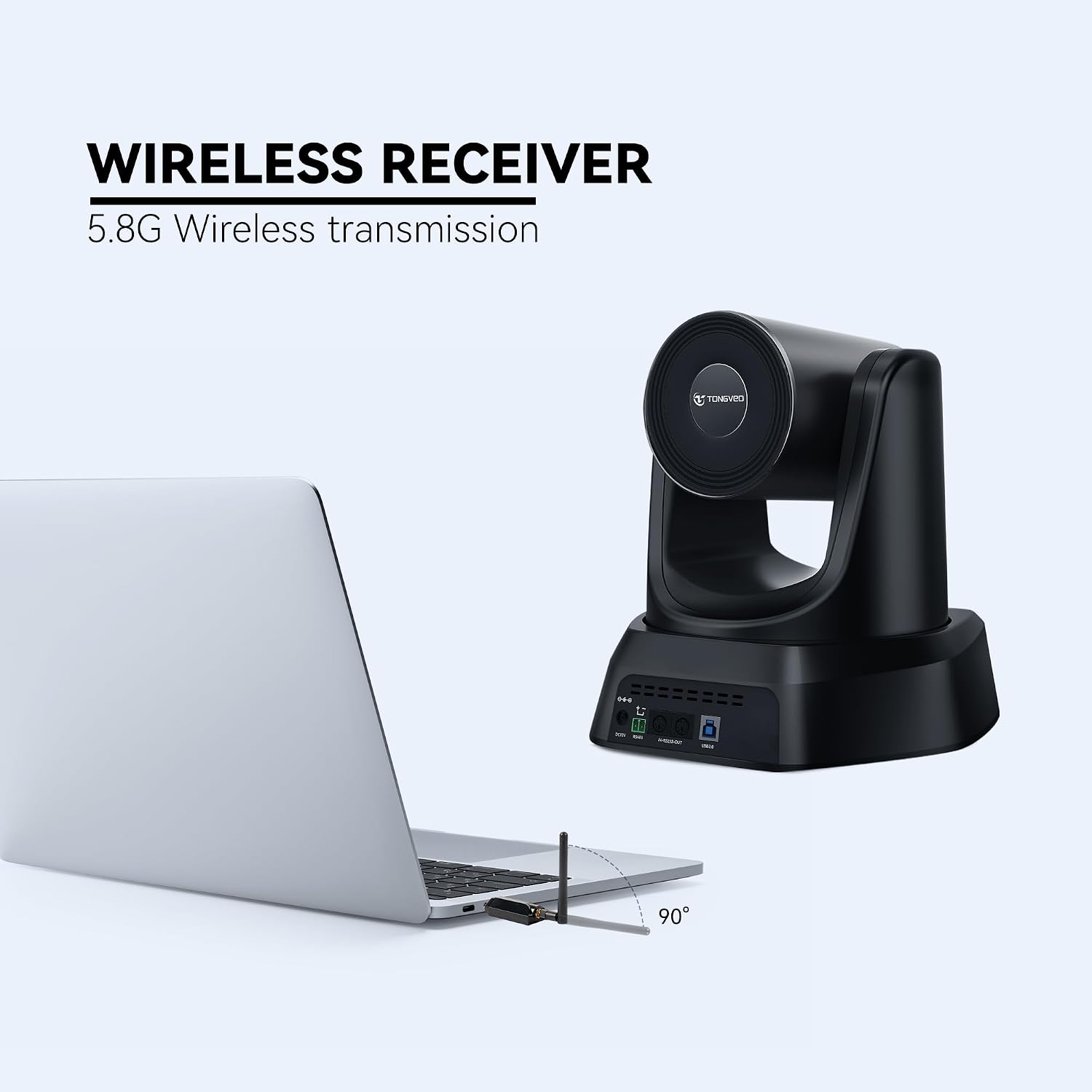 AI Wireless PTZ Camera System with Auto Tracking Built-in Receiver & Bluetooth Speakerphone, 5.8GHz 1080P 60fps