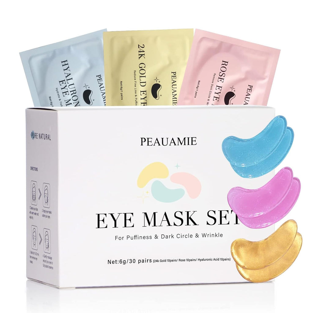 Under Eye Patches Gold and Hyaluronic Acid for puffy eyes,Rose Eye Masks for Dark Circles and Puffiness skin care