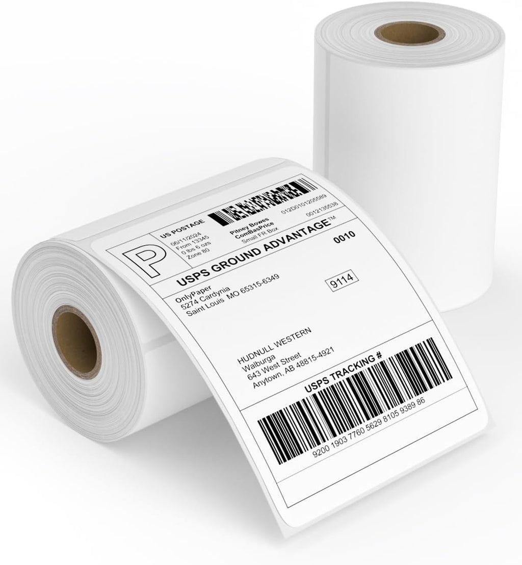Direct Thermal Shipping Labels - 500 4x6 Thermal Labels Roll - Perforated and Strong Adhesive, 250 Labels per Roll, 2