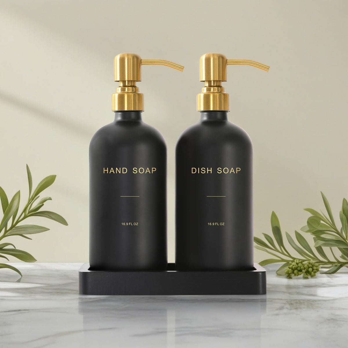 Black Soap Dispenser for Kitchen Sink, Gold & Black