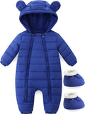Baby Winter Snowsuit Cute Bear Ears Hooded Romper Toddler Double Zipper Warm Jumpsuit Windproof 0~24M