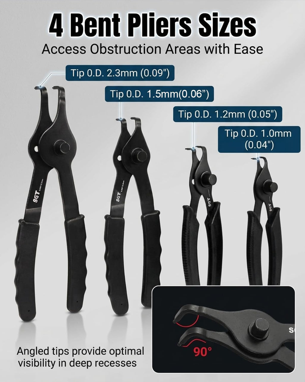 SGT 10pcs Snap Ring Pliers Set, Internal and External Circlip Pliers
