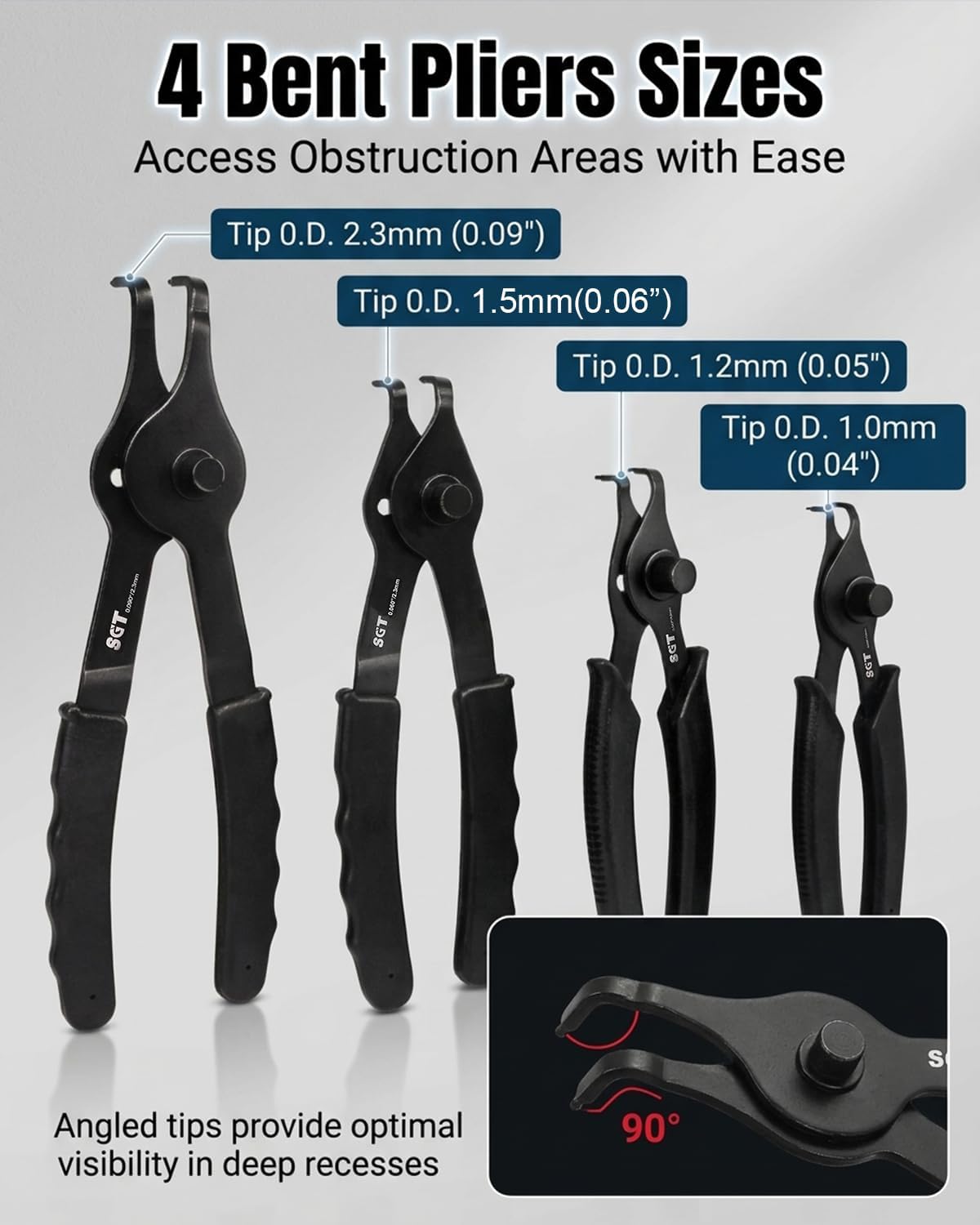 SGT 10pcs Snap Ring Pliers Set, Internal and External Circlip Pliers