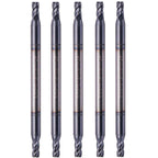 5Pcs 3/32" 4 Flute Solid Carbide Square End Mill, Double End, AlTiN Coated