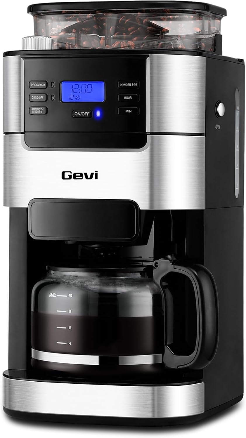 All In One 10-Cup Grind & Brew Coffee Maker with Built-In Burr Grinder | 24-Hour Programmable Timer, 1.5L Water Tank