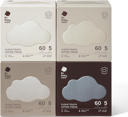 Cloud Touch Lotion Facial Tissues for Sensitive Skin & Noses, Ultra Soft 5-Ply, Hypoallergenic & Fragrance Free