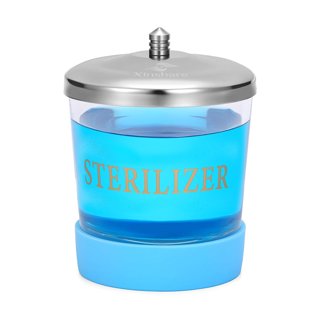 Nail Tool Disinfectant Jar, 5Oz Glass Durable Manicure Pedicure Implements Sterilizer Container,Salon Storage &