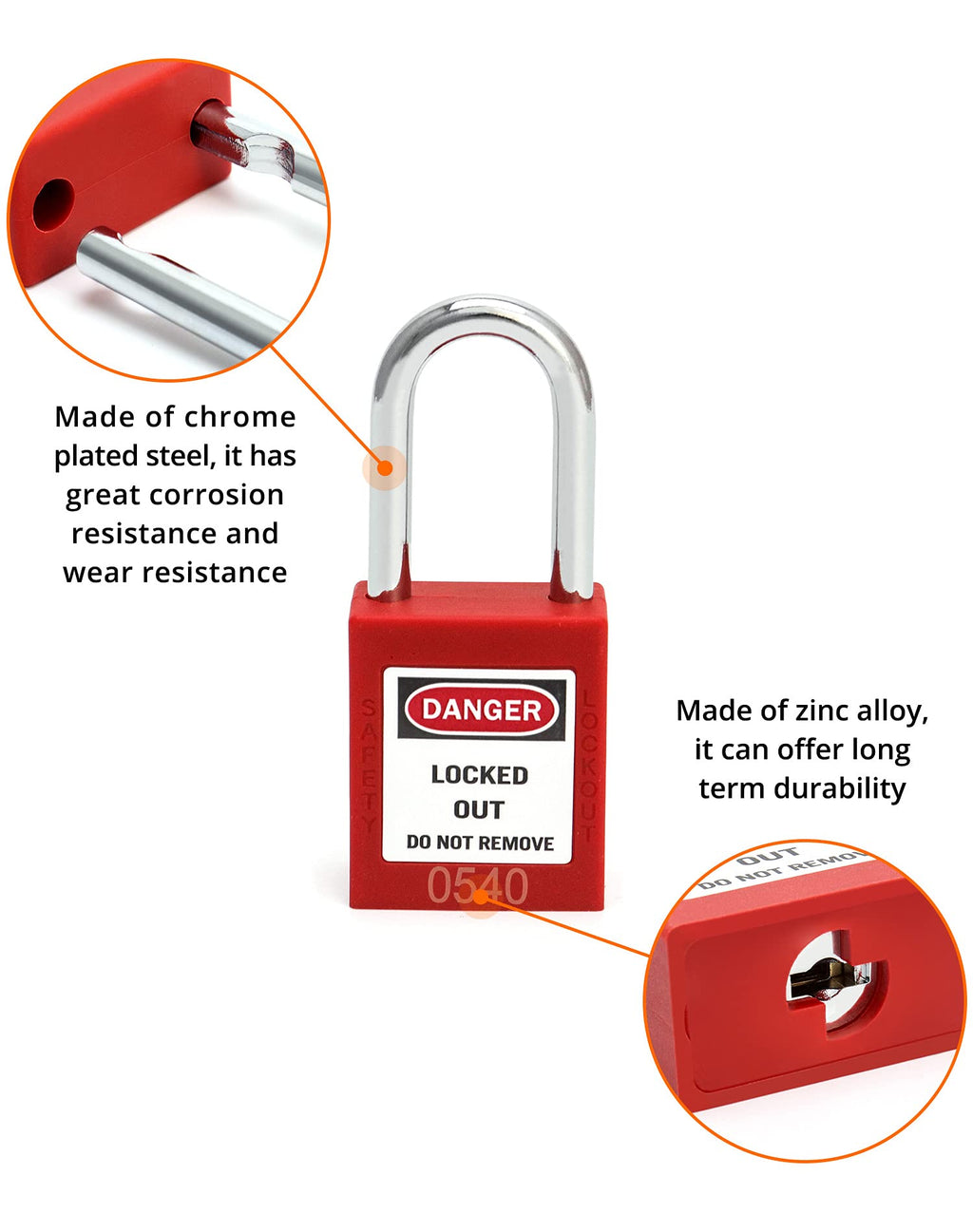 Lockout Tagout Locks, Safety Padlock, 5 Padlocks with 10 Keys