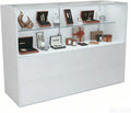 60" W x 18" D x 38" H - White Full View Retail Display Case, Illuminated Glass Display Cabinet with Adjustable Glass