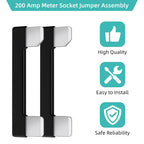 200 AMP Electric Meter Bypass Jumpers for Talon Meter Socket Base Socket Bypass Jumpers Link Standard 2-1/4" Handles for Testing Maintaining Circuit Security Hot Checking-4PCS