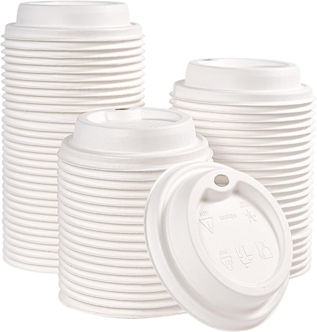 Compostable Coffee Cup Lids 200 Count，3.54 inch Disposable Cup Lid