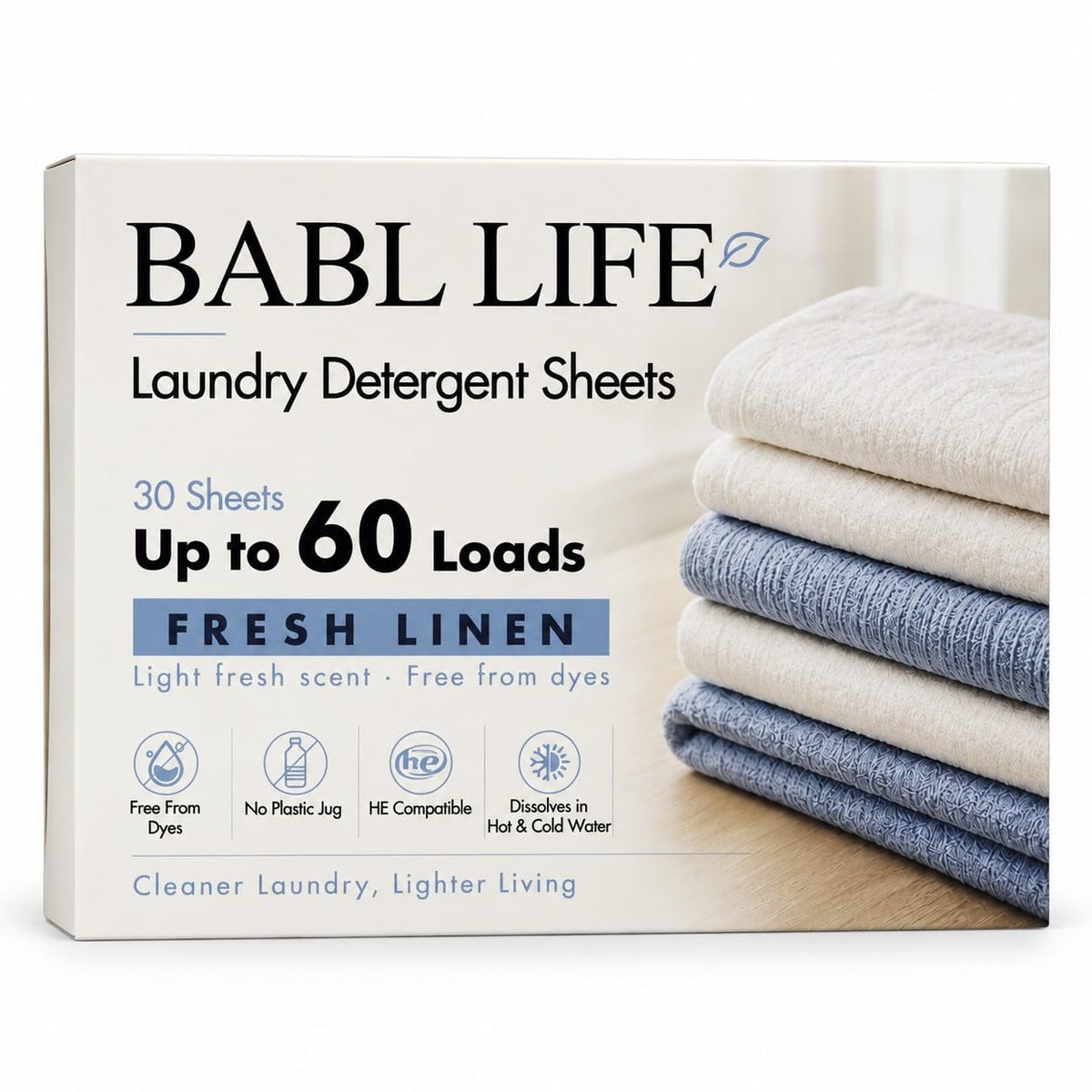 Laundry Detergent Sheets (30 Count, Fresh Linen)