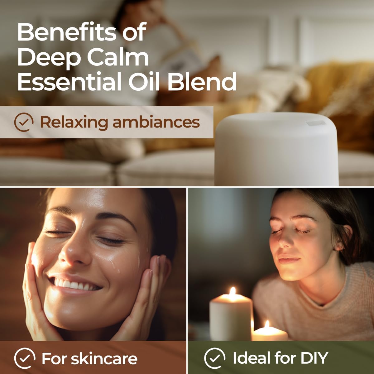 Deep Calm Essential Oil Blend for Relaxation & Emotional Balance - 0.34 fl oz - Calm Aromatherapy Oils for Diffusers