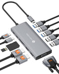 12 in 1 Docking Station Dual Monitor with 2 HDMI, VGA | Latptop Docking Station with 5 USB Ports, 100W PD, USB-C