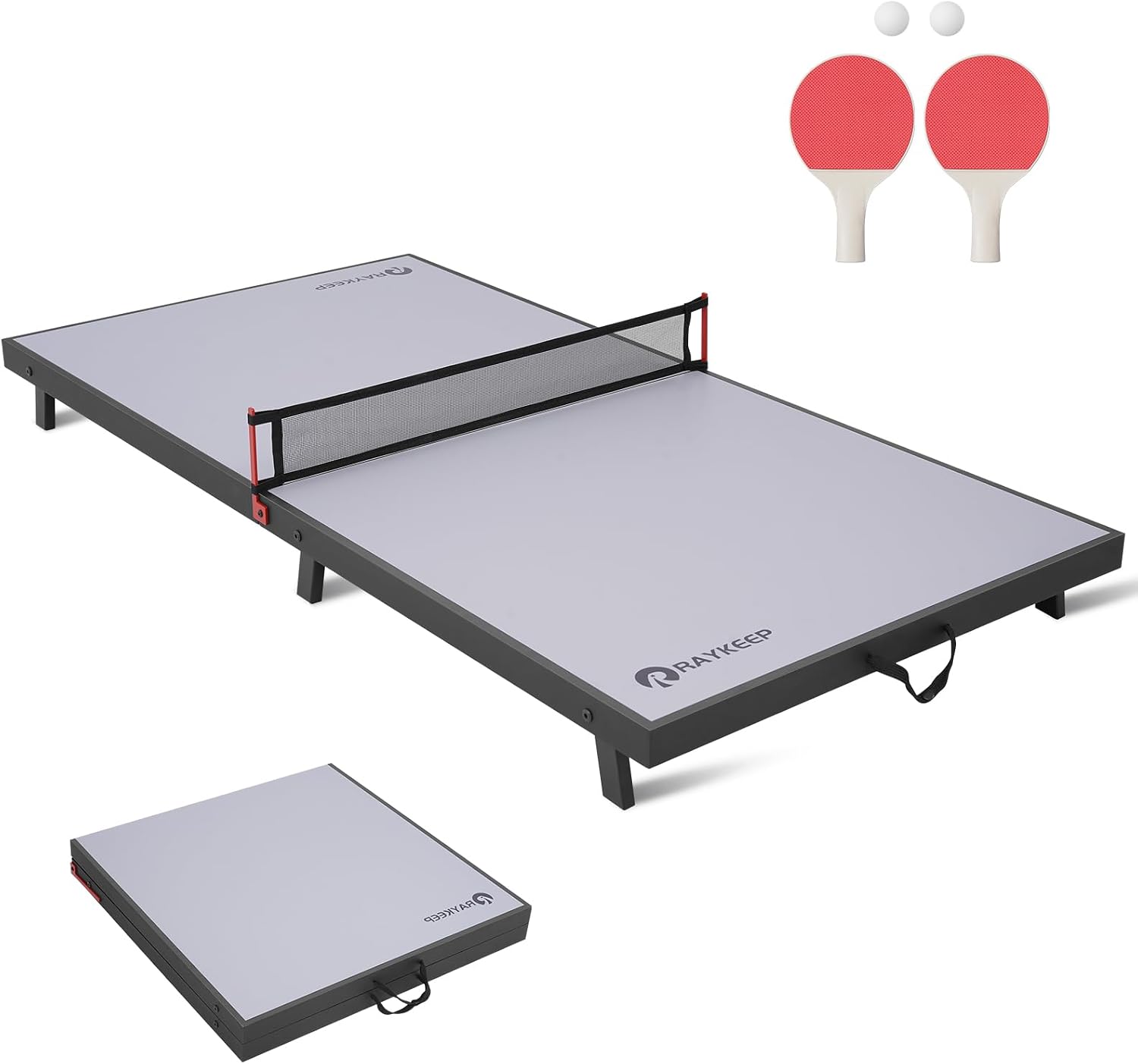 Mini Foldable Ping Pong Table Topper w/Net, 2 Paddles, 2 Balls | 48"x24“ Portable Table Tennis Table Game, Indoor &