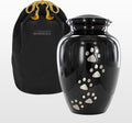 Pet Urn for Dogs and Cats Ashes, Paws Print Grey Cremation Urns for Pets - Black, Small Up to 17lb