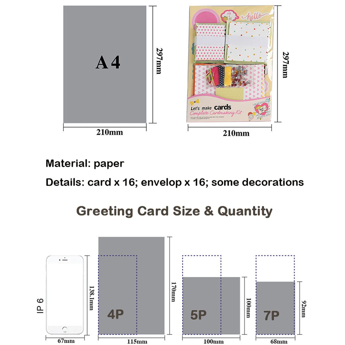 Greeting Card Making Supplies Envelope Kit Gift Anniversary Craft