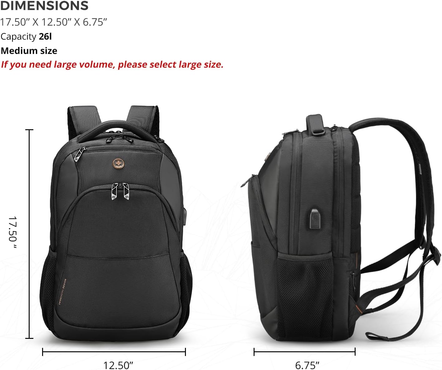 Design Travel Laptop Backpack, College Laptops Backpack with USB Charging Port for Men and Women Fits 16 Inch