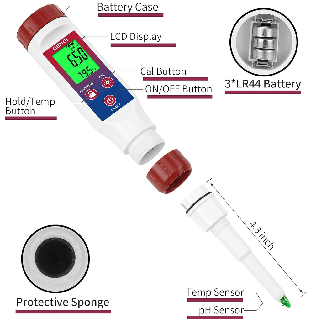 Smart pH Tester Strips for Food, Digital pH Meter for Canning