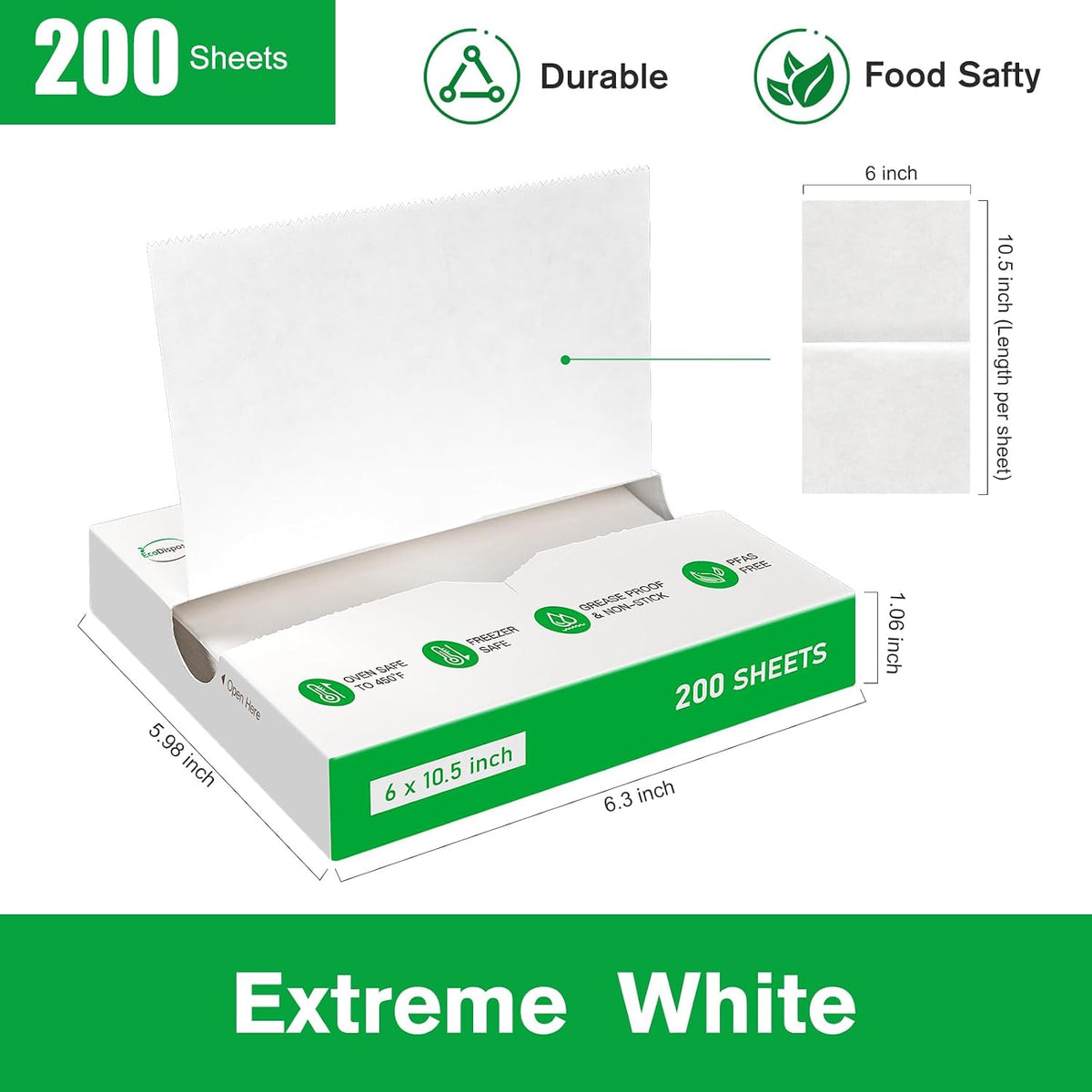 Precut POP UP Deli Paper Sheet, 200 Pack, 6" x 10.5", White