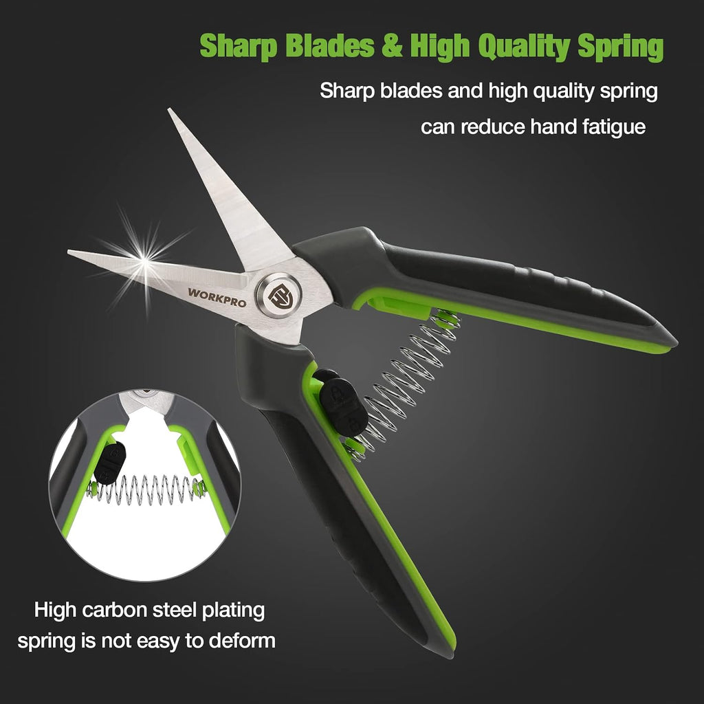 2 Pack Garden Pruning Shears with Sheath, 6.5” Small Hand Pruners/Snips/Clippers- Spring Loaded & Precision Straight