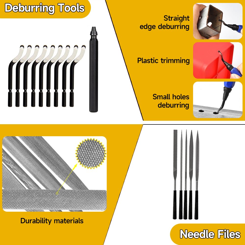 3D Printer Tool Kit 3D Printing Accessories Includes Deburring Tools,Needle Files,Brushes,Tweezer,Gloves,Scraper,Wire