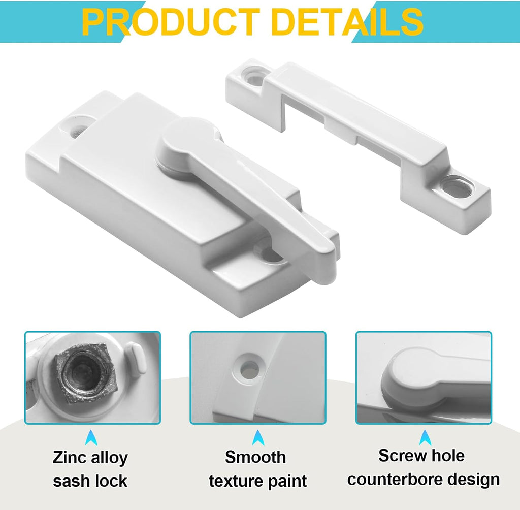 F 2554 Diecast Cam Action Window Sash Lock with Alignment Lugs, Replacement Sash Locks for Sliding Windows Double
