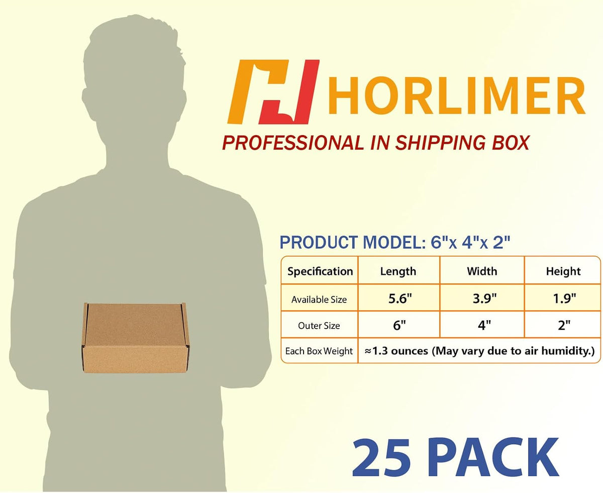 6x4x2 inches Shipping Boxes Set of 25, Brown Corrugated Cardboard Box Literature Mailer