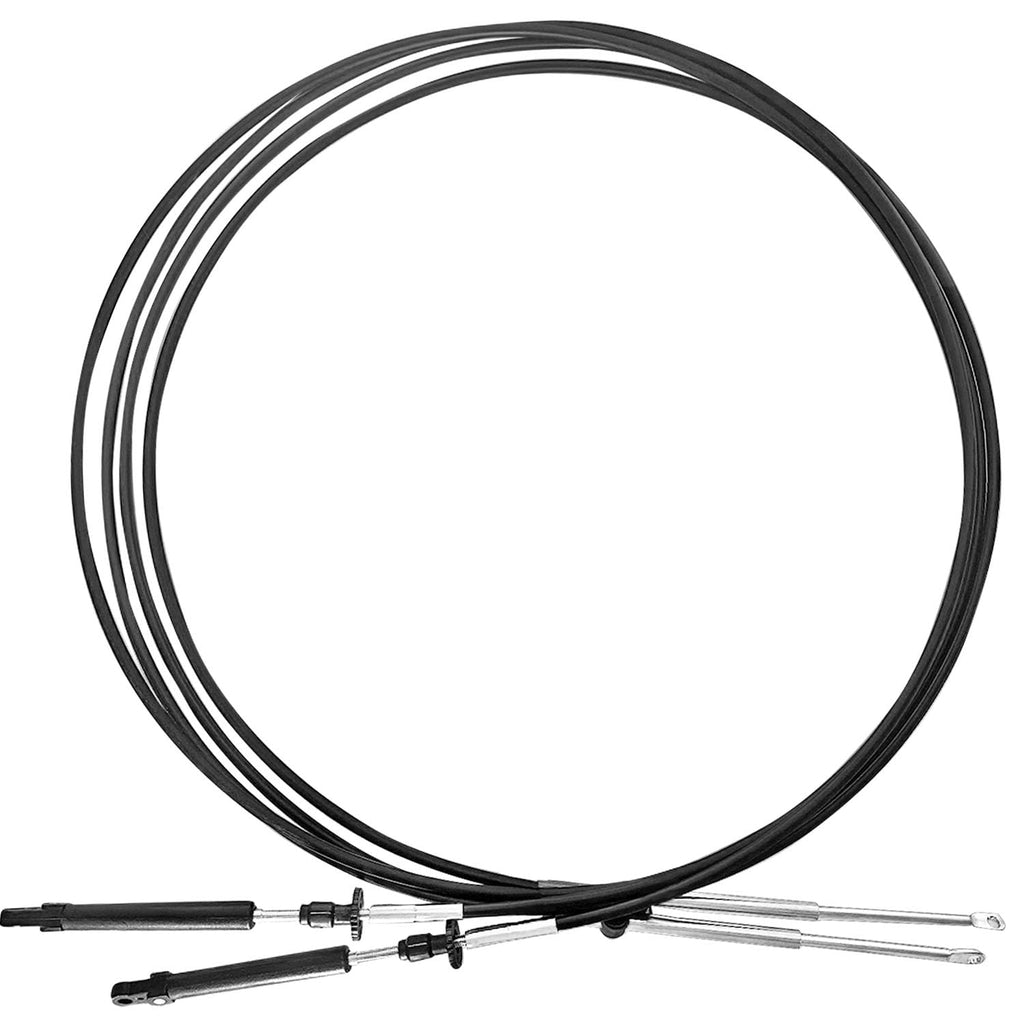 SDSXDYVME 2PCS 10FT Throttle Shift Remote Control Cable Compatible with Johnson, Compatible with Evinrude, Compatible with OMC, Boat Throttle Cable Replace 0173110, Black