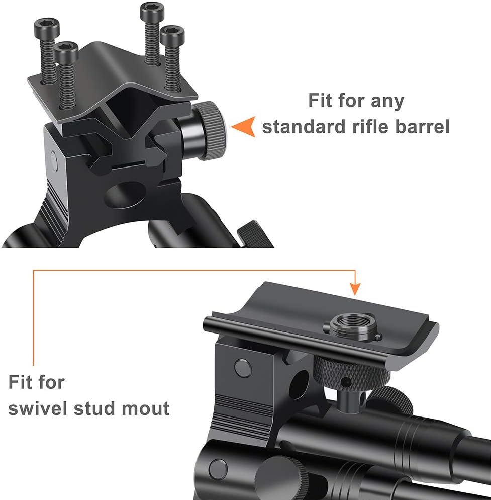 3 in 1 Tactical Riflebipod + Rail Mount Adapter + Barrel Clamp Adjustable Height from 6.5" to 7.0" for Hunting | with