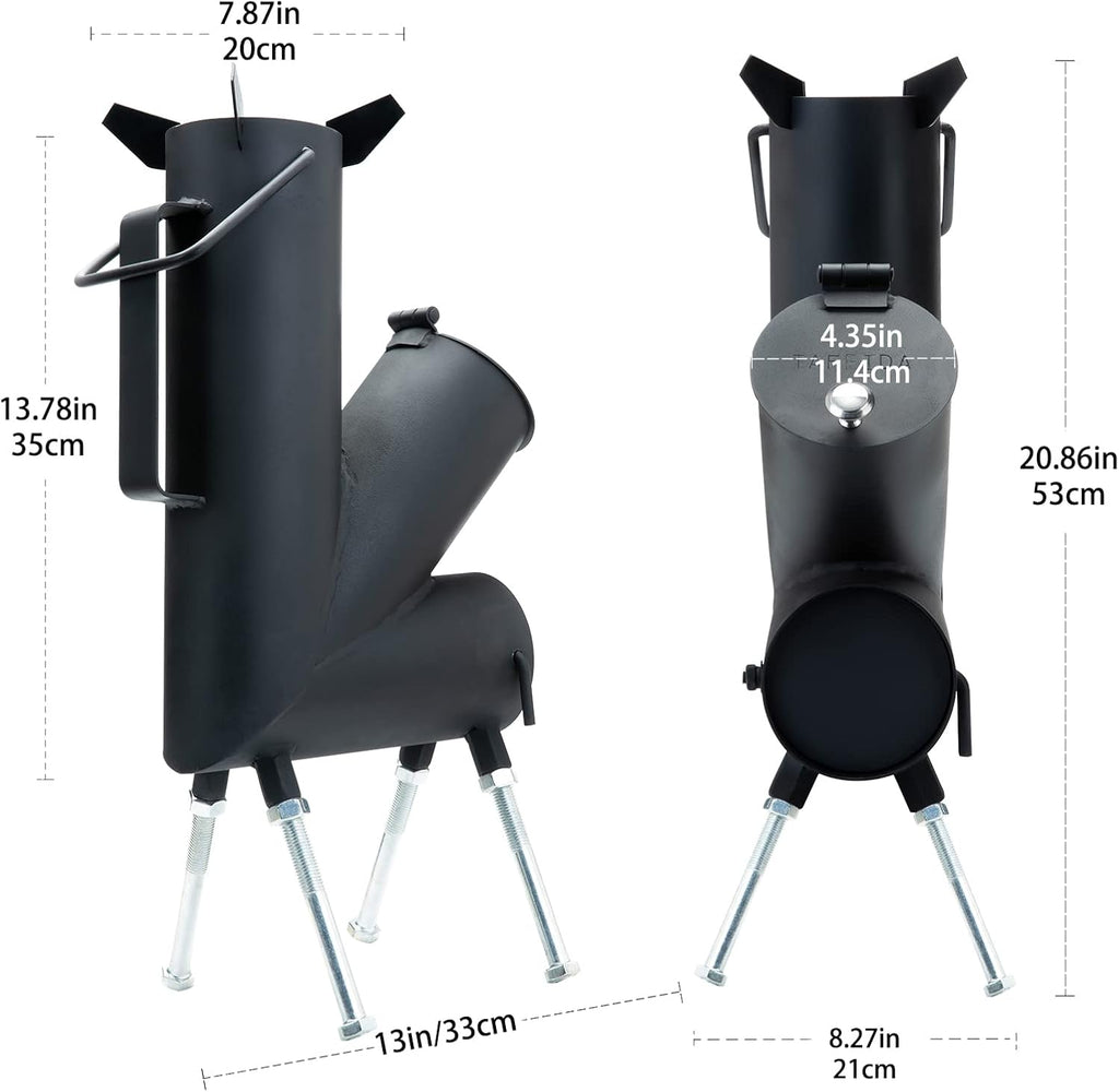 ROCKET STOVE is the perfect wood stove. A portable wood-burning camping stove with a fire poker. For camping gear &