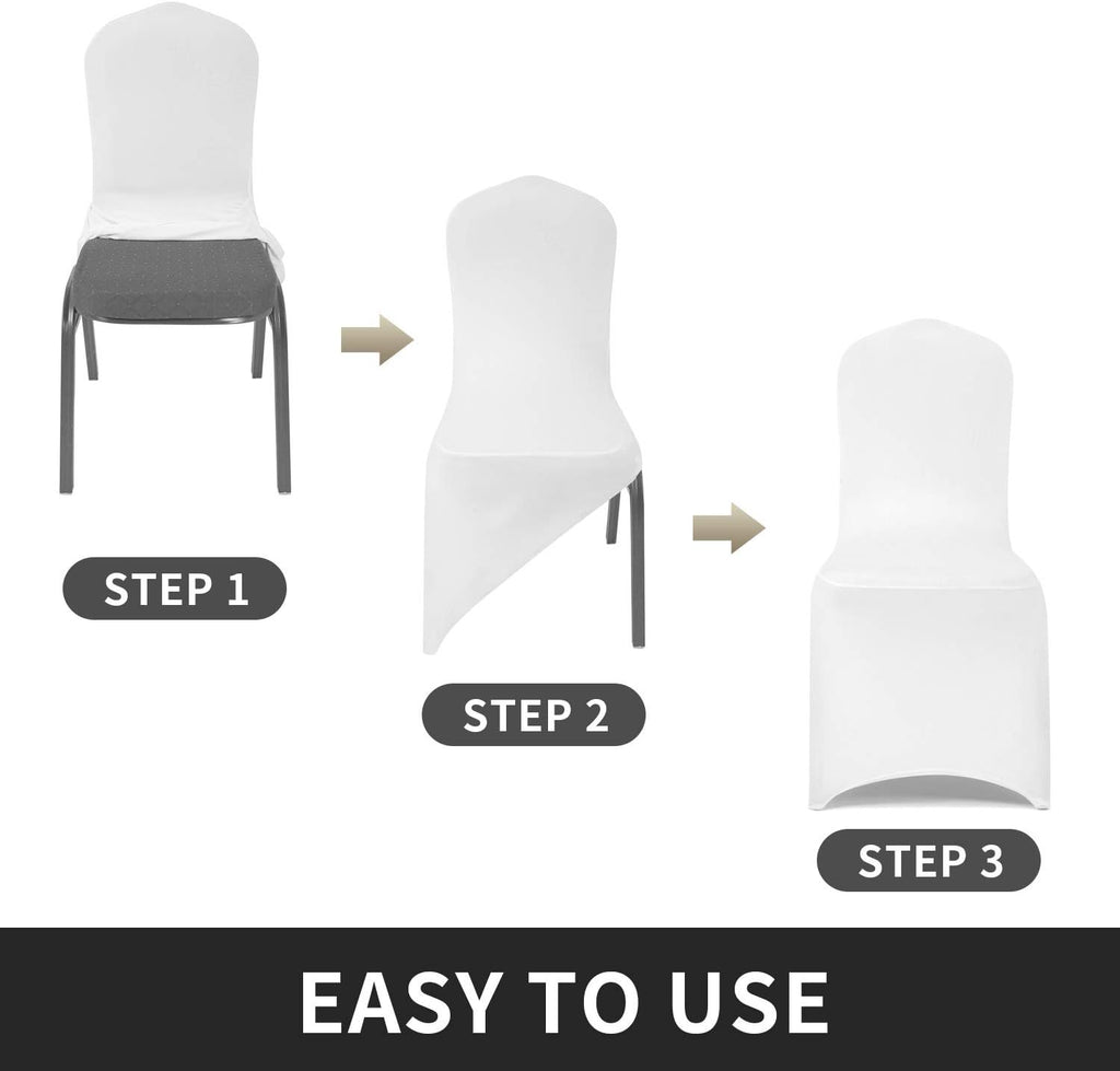 6pcs Stretch Spandex Chair Cover for Wedding Party Dining Banquet Event (White, 6)