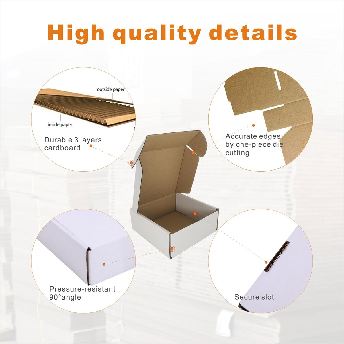 50 Pack 5x5x2'' Small Shipping Boxes, Corrugated Cardboard Mailers for Business, White (CM552)