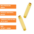 GASHER 5PCS 1/8" MNPT Brass Long Nipple 6" Length Pipe Fitting