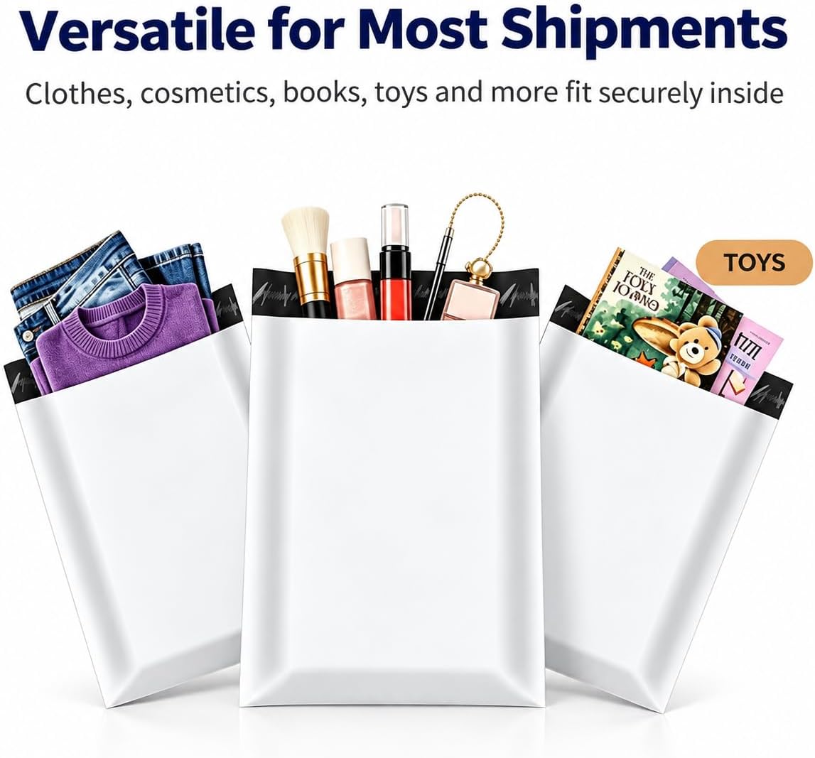 Poly Mailers 18x23 Inch, White Self‑Seal Shipping Envelopes 50 Pack