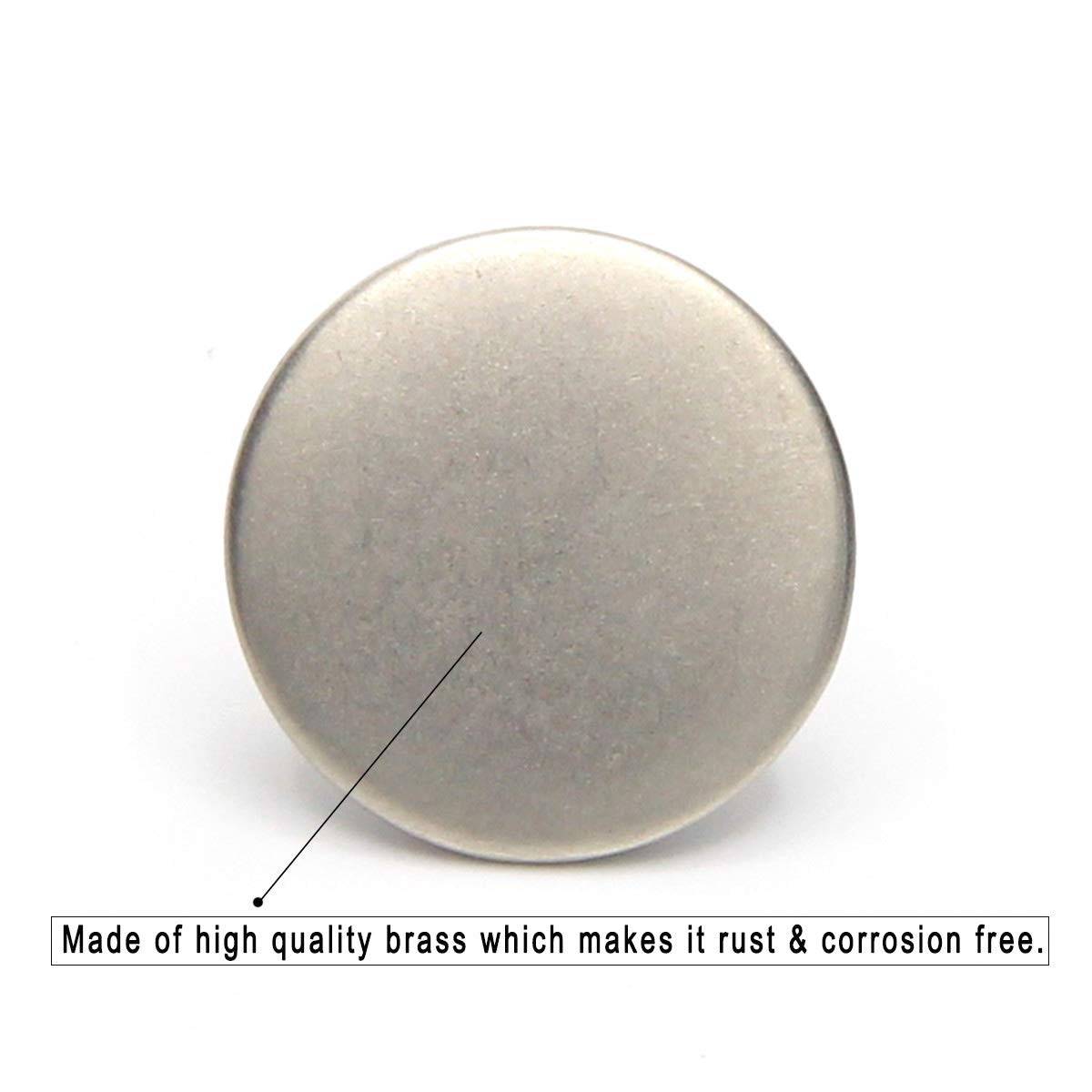 12 Sets Jean Tack Buttons Metal Replacement Kit, Matte Silver