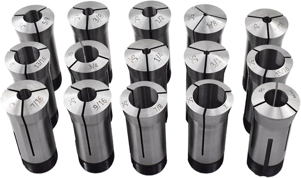 findmall 15Pcs 5C Collet Set, 1/8-1" Mill Collet Holder
