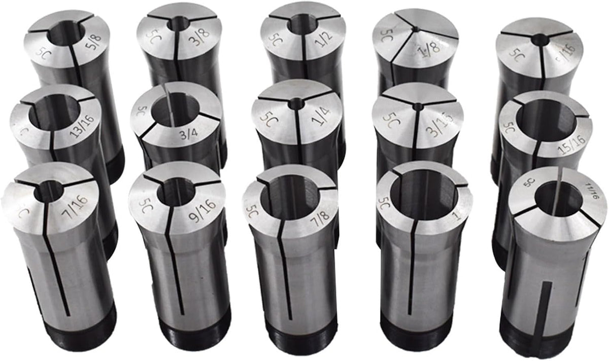 findmall 15Pcs 5C Collet Set, 1/8-1" Mill Collet Holder