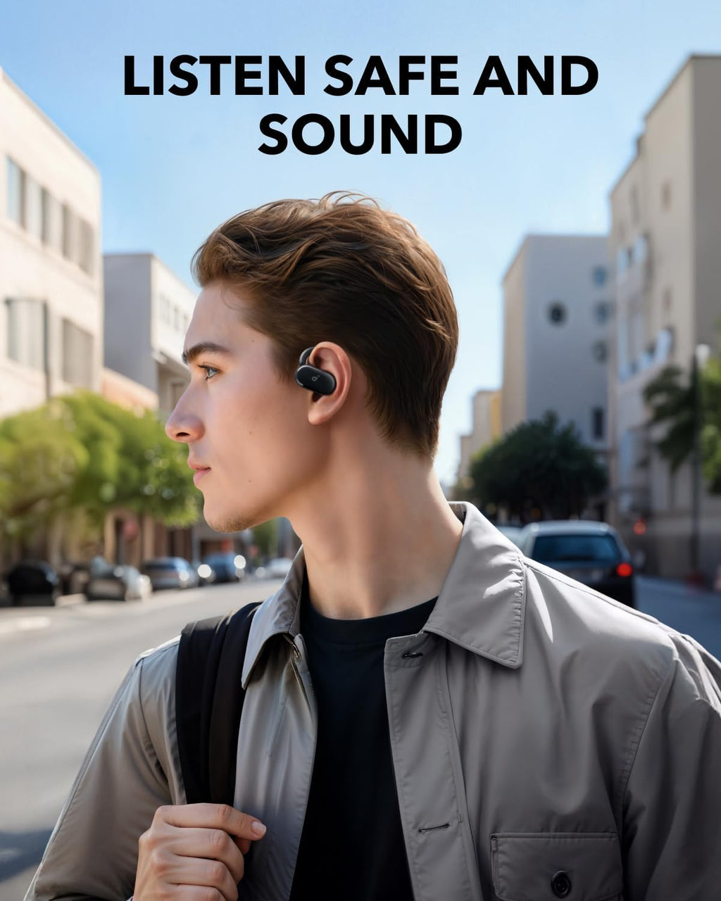 V20i by Anker Open-Ear Headphones, Adjustable Ear Hooks, Ultra-Comfort, Snug Fit, Powerful Sound, Clear Calls, IP55