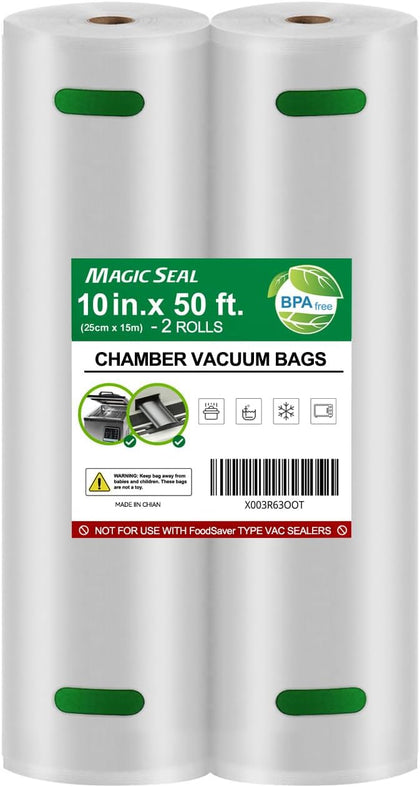 Chamber Vacuum Sealer Bags Rolls - 10''x50' Smooth Vacuum Seal Rolls 2 Pack, BPA Free Great for Food Storage & Sous