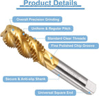 uxcell Spiral Flute Taps, 3/4-10 UNC 2B High Speed Steel (HSS) Titanium Coating Machine Thread Milling Threading Screw Tap Tapping Tool, 2pcs