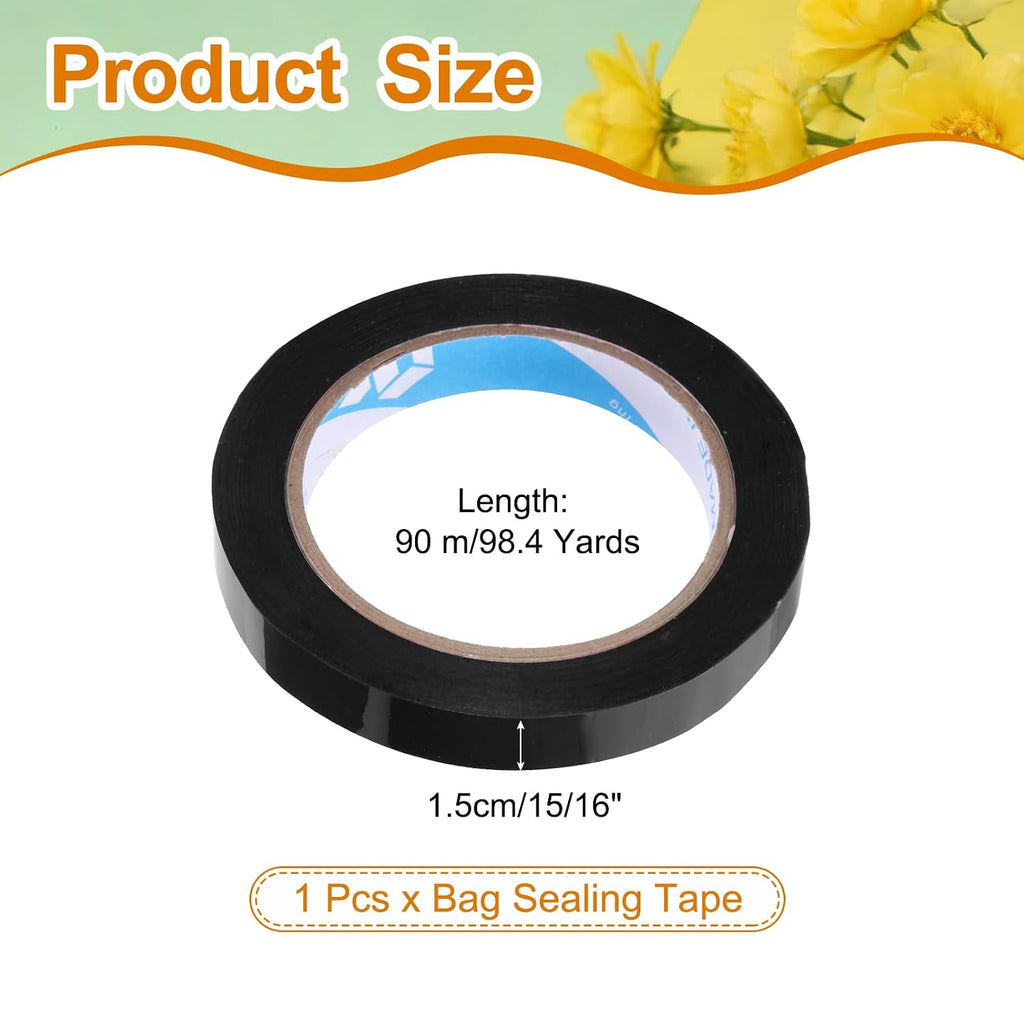 Poly Bag Sealing Tape, 9/16" x 100 Yard, Black
