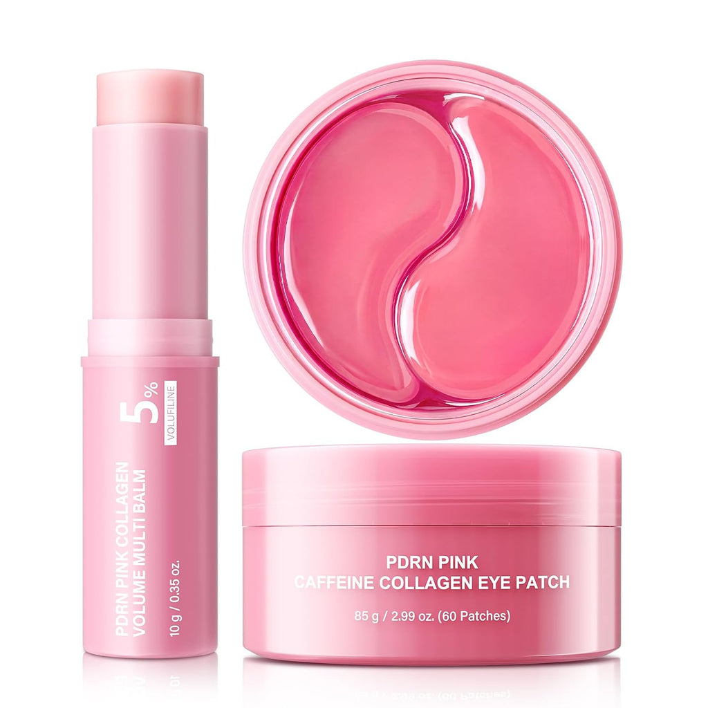 PDRN Collagen Stick & Eye Patches: Volufiline & Caffeine Hydrating for Dark Circles Puffiness Fine Lines Under Makeup
