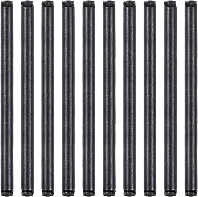 10 Pack 1/2 x 12 Inch Black Pipe Malleable Steel Nipples Fitting